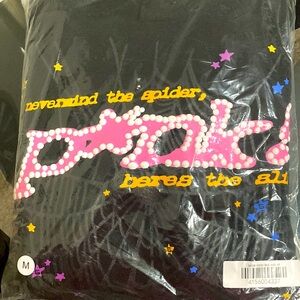 Sp5der black medium p*nk hoodie (Sealed, negotiable)